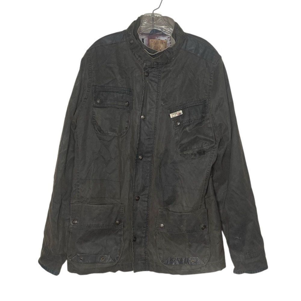 PEARLY KING Brown Waxed Cotton Jacket Chore Coat Multi Pockets Mens Size XXL